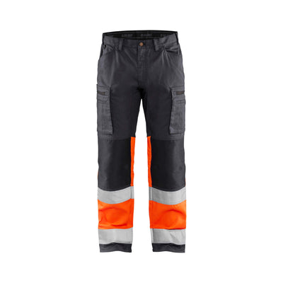 Blaklader 15511811 Hi-Vis Trousers With Stretch Mid Grey/ Hi-Vis Orange Main #colour_mid-grey-hi-vis-orange