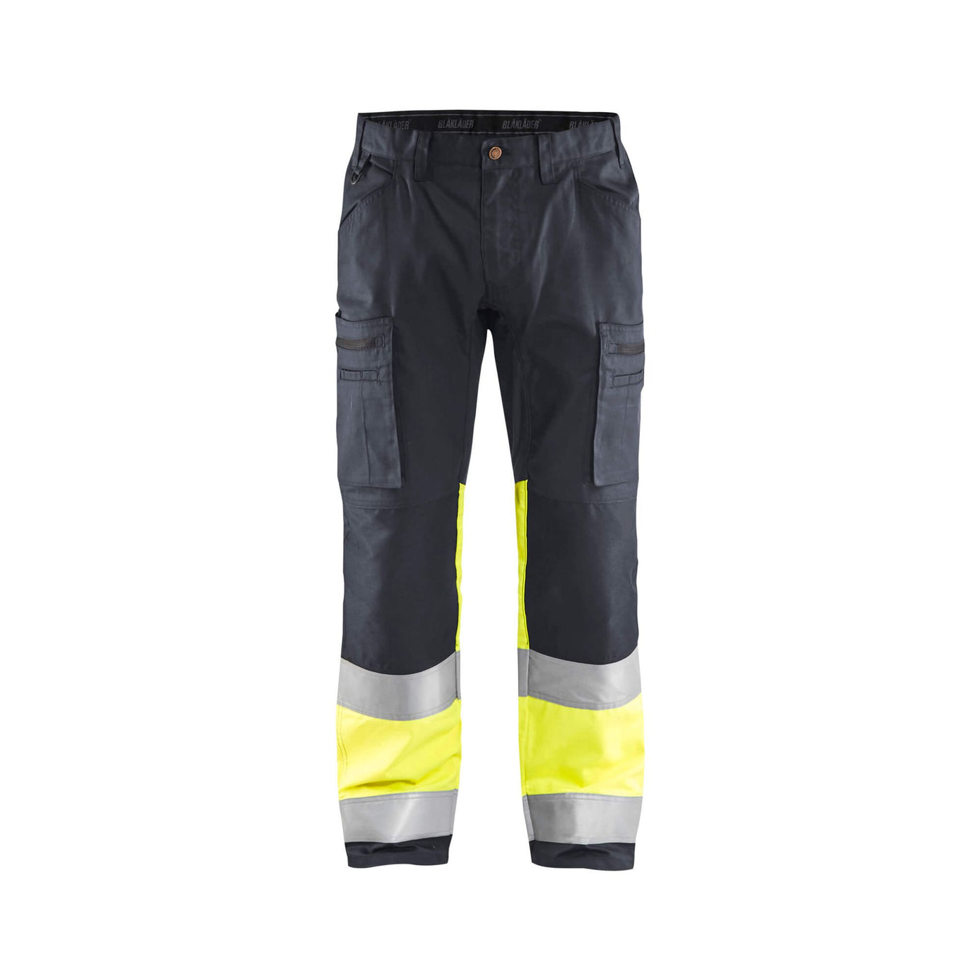 Blaklader 15511811 Hi-Vis Trousers With Stretch Mid Grey/Hi-Vis Yellow Main #colour_mid-grey-hi-vis-yellow