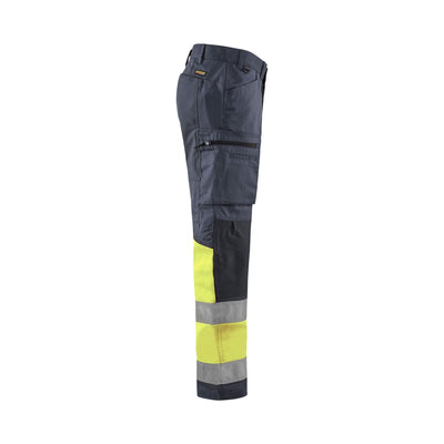Blaklader 15511811 Hi-Vis Trousers With Stretch Mid Grey/Hi-Vis Yellow Right #colour_mid-grey-hi-vis-yellow