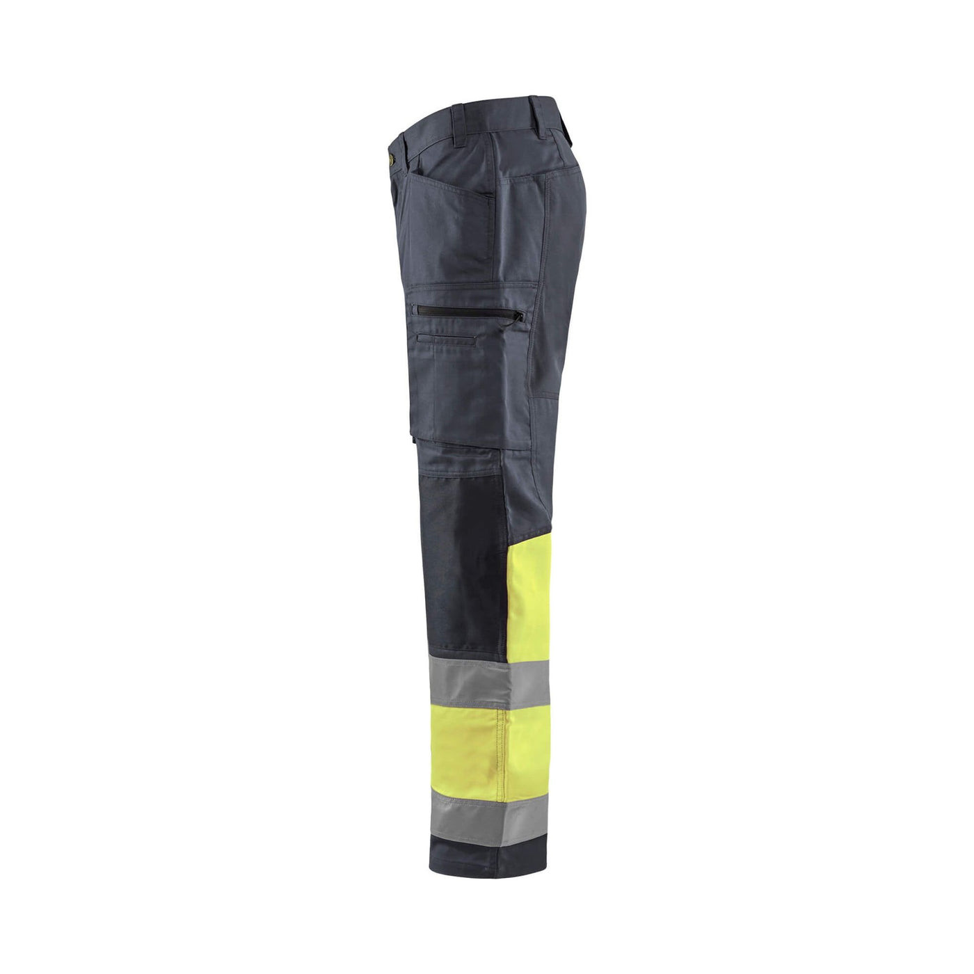 Blaklader 15511811 Hi-Vis Trousers With Stretch Mid Grey/Hi-Vis Yellow Left #colour_mid-grey-hi-vis-yellow