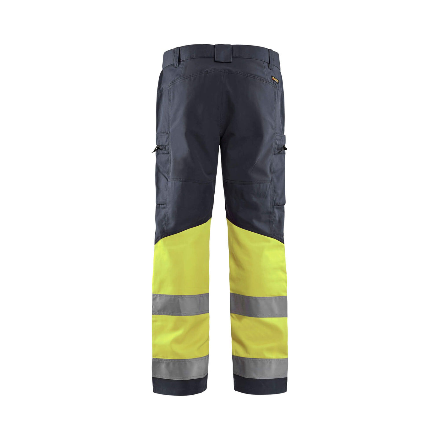 Blaklader 15511811 Hi-Vis Trousers With Stretch Mid Grey/Hi-Vis Yellow Rear #colour_mid-grey-hi-vis-yellow