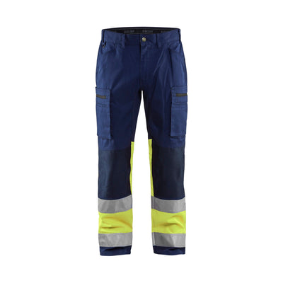 Blaklader 15511811 Hi-Vis Trousers With Stretch Navy Blue/Hi-Vis Yellow Main #colour_navy-blue-hi-vis-yellow