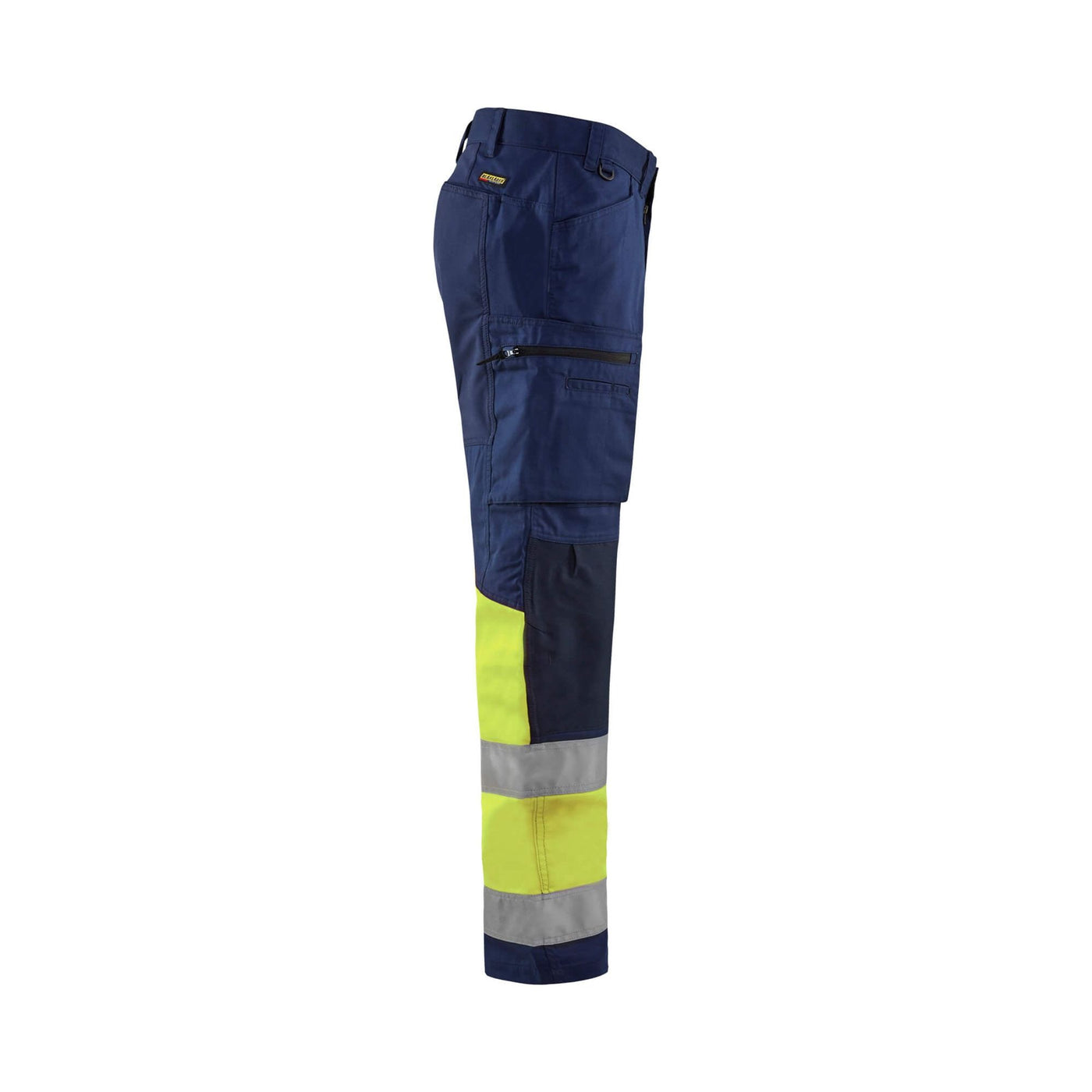 Blaklader 15511811 Hi-Vis Trousers With Stretch Navy Blue/Hi-Vis Yellow Right #colour_navy-blue-hi-vis-yellow