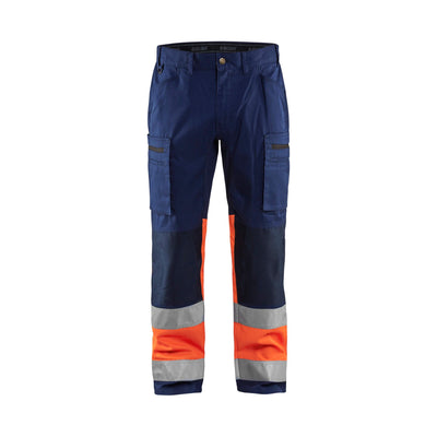 Blaklader 15511811 Hi-Vis Trousers With Stretch Navy Blue/Orange Main #colour_navy-blue-orange
