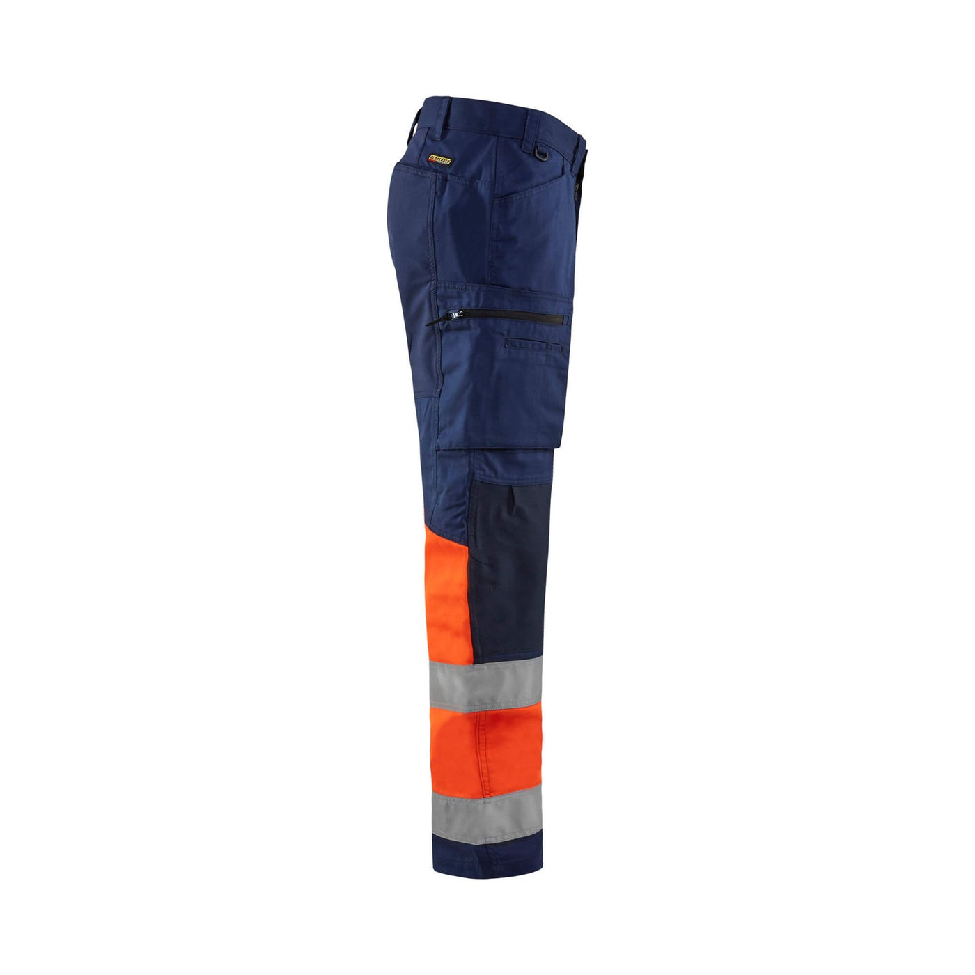 Blaklader 15511811 Hi-Vis Trousers With Stretch Navy Blue/Orange Right #colour_navy-blue-orange