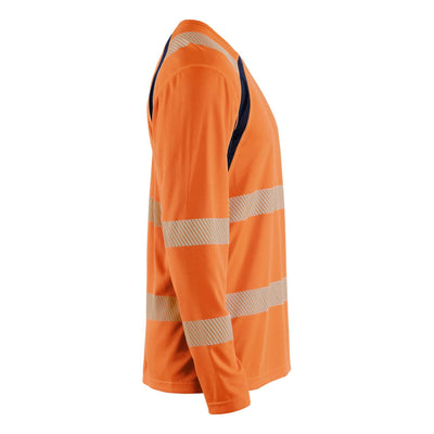 Blaklader 35991013 Hi-Vis UV-Protection Long-Sleeved T-Shirt Orange/Navy Blue Right #colour_orange-navy-blue