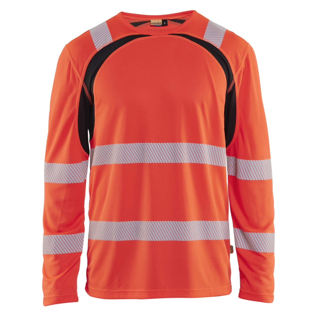 Blaklader 35991013 Hi-Vis UV-Protection Long-Sleeved T-Shirt Red/Black Main #colour_red-black