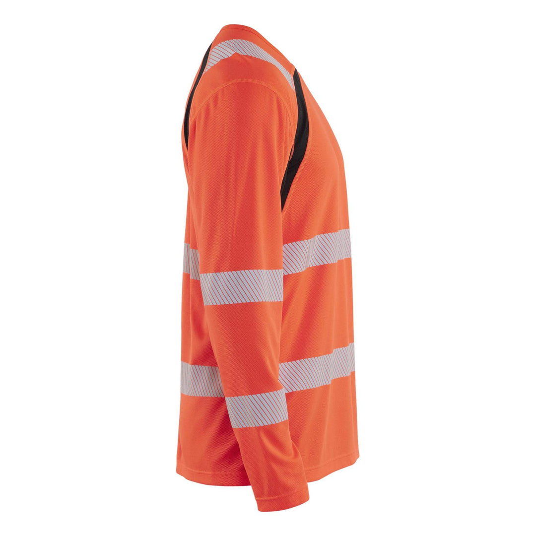 Blaklader 35991013 Hi-Vis UV-Protection Long-Sleeved T-Shirt Red/Black Right #colour_red-black