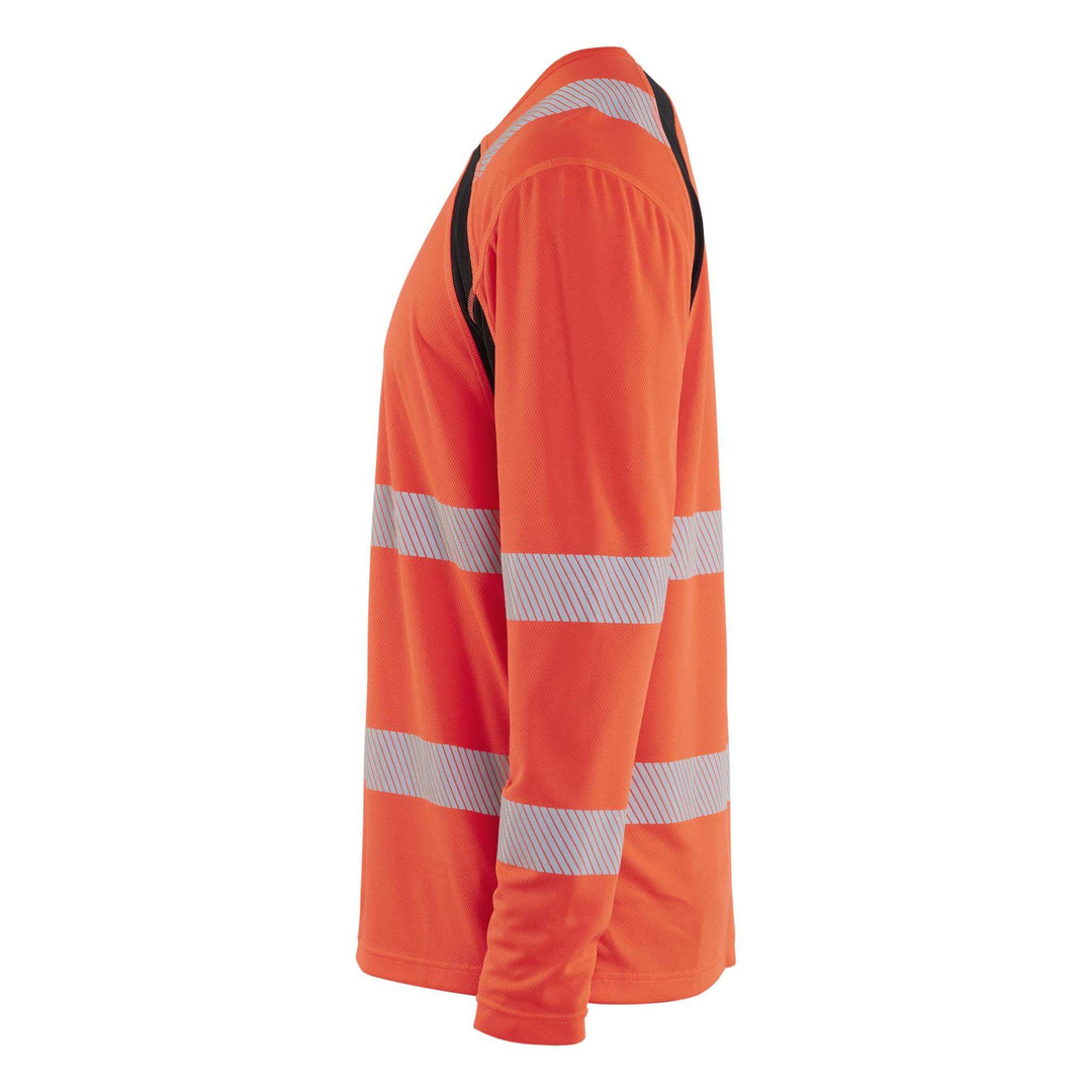 Blaklader 35991013 Hi-Vis UV-Protection Long-Sleeved T-Shirt Red/Black Left #colour_red-black