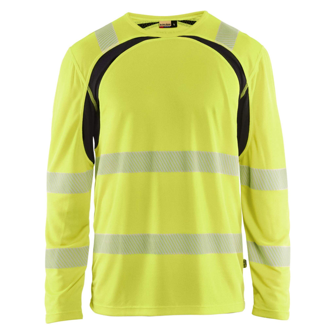 Blaklader 35991013 Hi-Vis UV-Protection Long-Sleeved T-Shirt Yellow/Black Main #colour_yellow-black