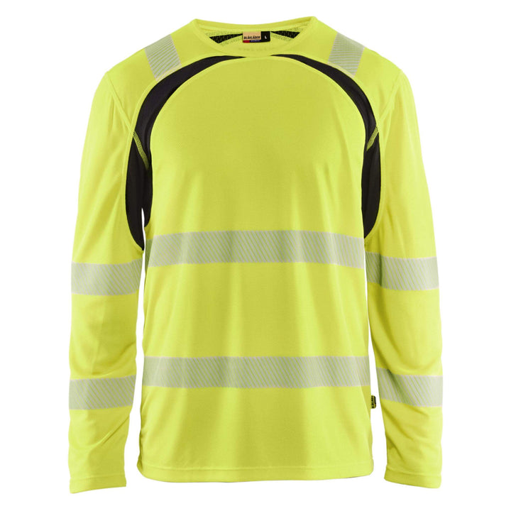 Blaklader 35991013 Hi-Vis UV-Protection Long-Sleeved T-Shirt Yellow/Black Main #colour_yellow-black