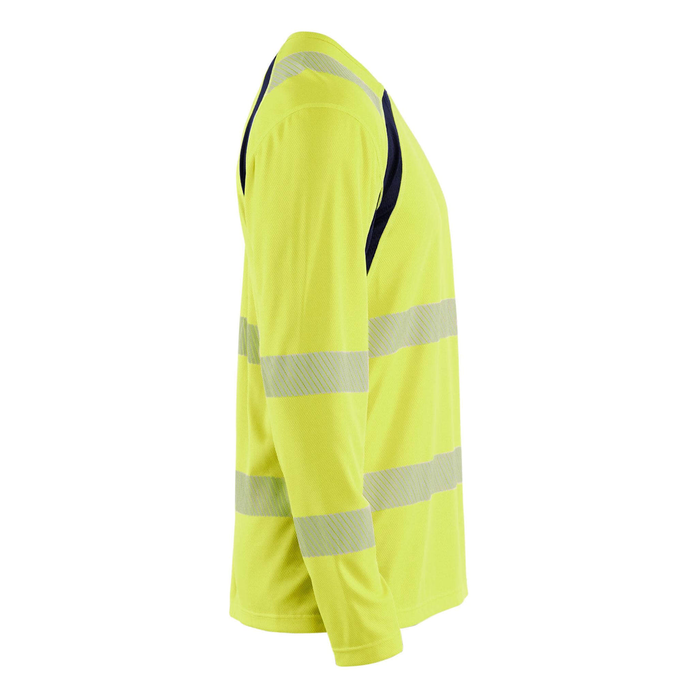 Blaklader 35991013 Hi-Vis UV-Protection Long-Sleeved T-Shirt Yellow/Navy Blue Right #colour_yellow-navy-blue
