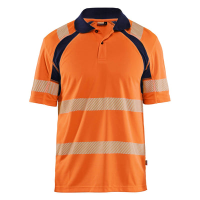 Blaklader 35951013 Hi-Vis UV-Protection Polo Shirt Orange/Navy Blue Main #colour_orange-navy-blue