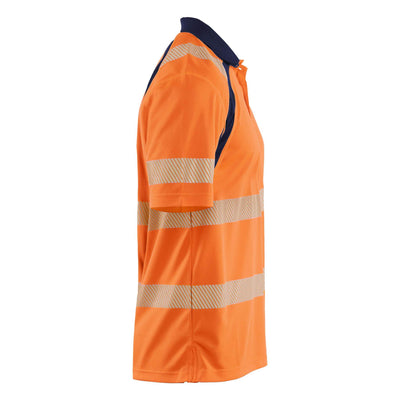 Blaklader 35951013 Hi-Vis UV-Protection Polo Shirt Orange/Navy Blue Right #colour_orange-navy-blue
