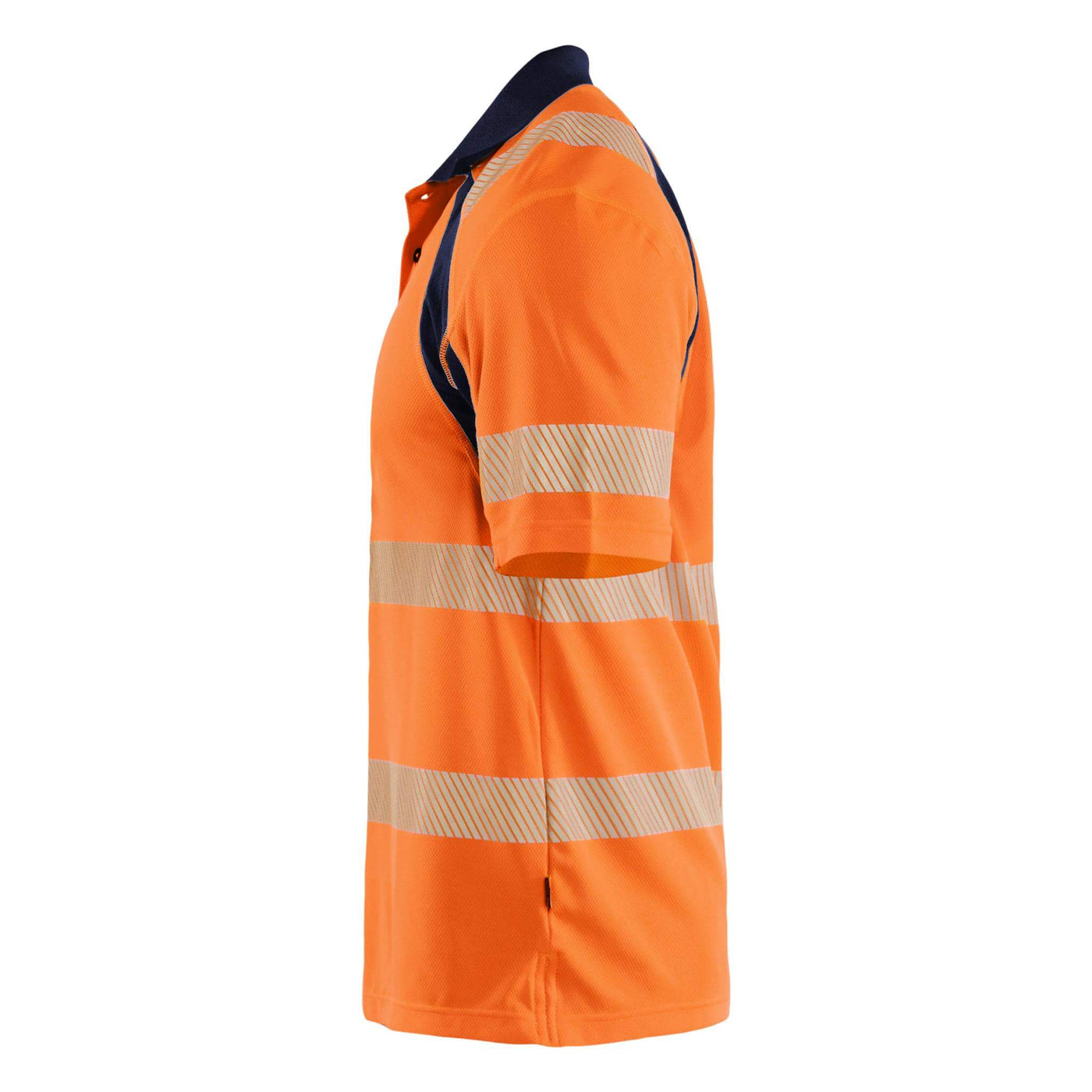 Blaklader 35951013 Hi-Vis UV-Protection Polo Shirt Orange/Navy Blue Left #colour_orange-navy-blue