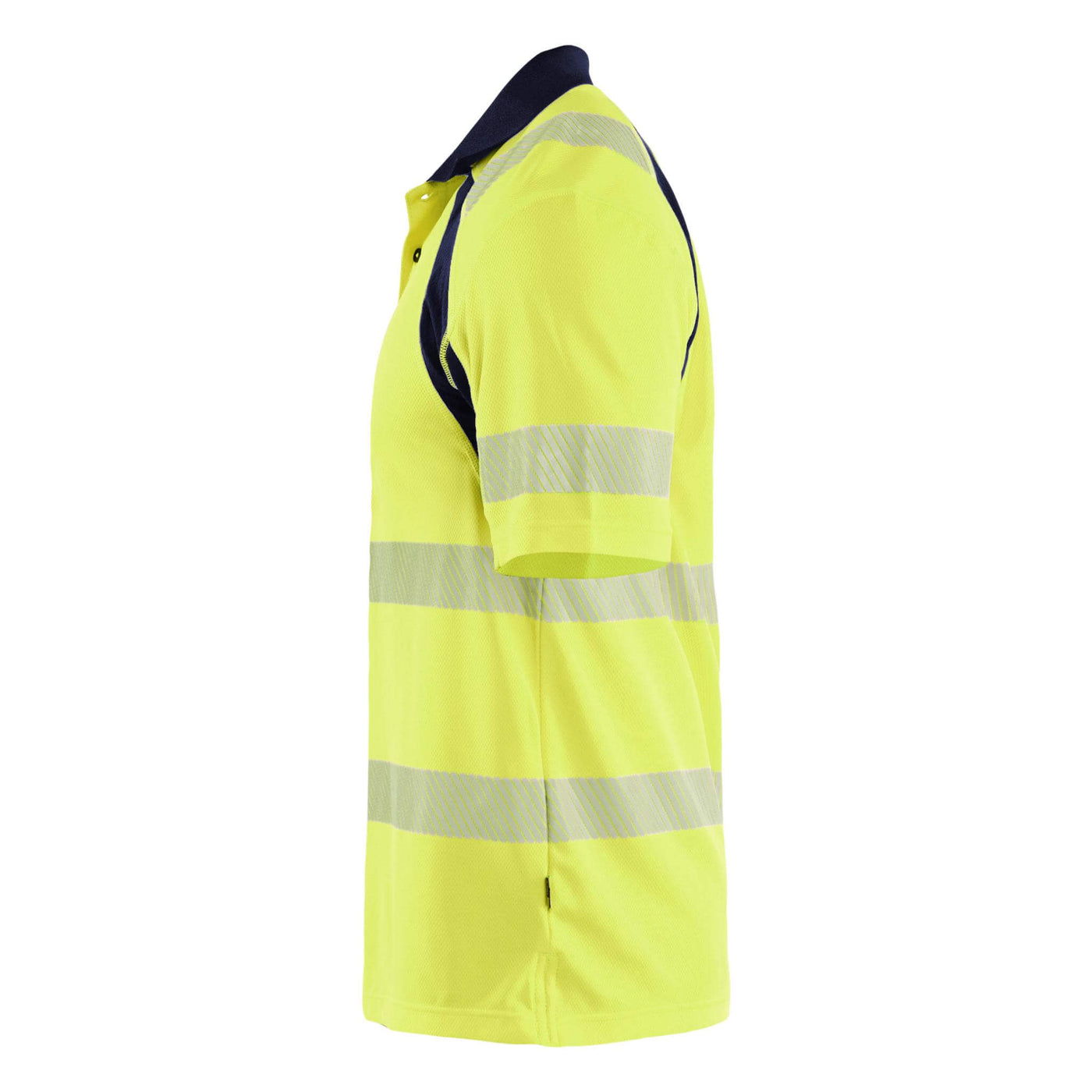 Blaklader 35951013 Hi-Vis UV-Protection Polo Shirt Yellow/Navy Blue Left #colour_yellow-navy-blue