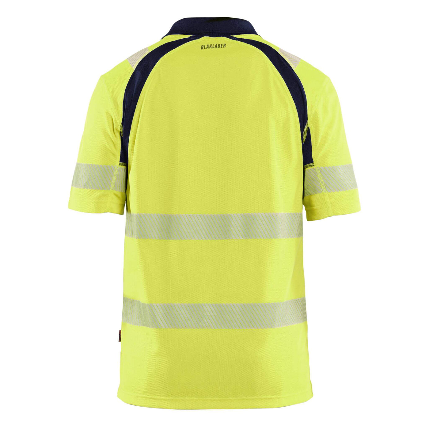Blaklader 35951013 Hi-Vis UV-Protection Polo Shirt Yellow/Navy Blue Rear #colour_yellow-navy-blue