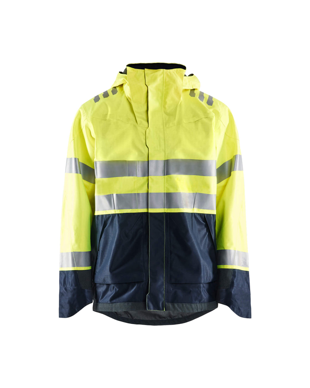 Blaklader 40881532 Hi-Vis Waterproof Shell Jacket Multinorm Yellow/Navy Blue Main #colour_yellow-navy-blue