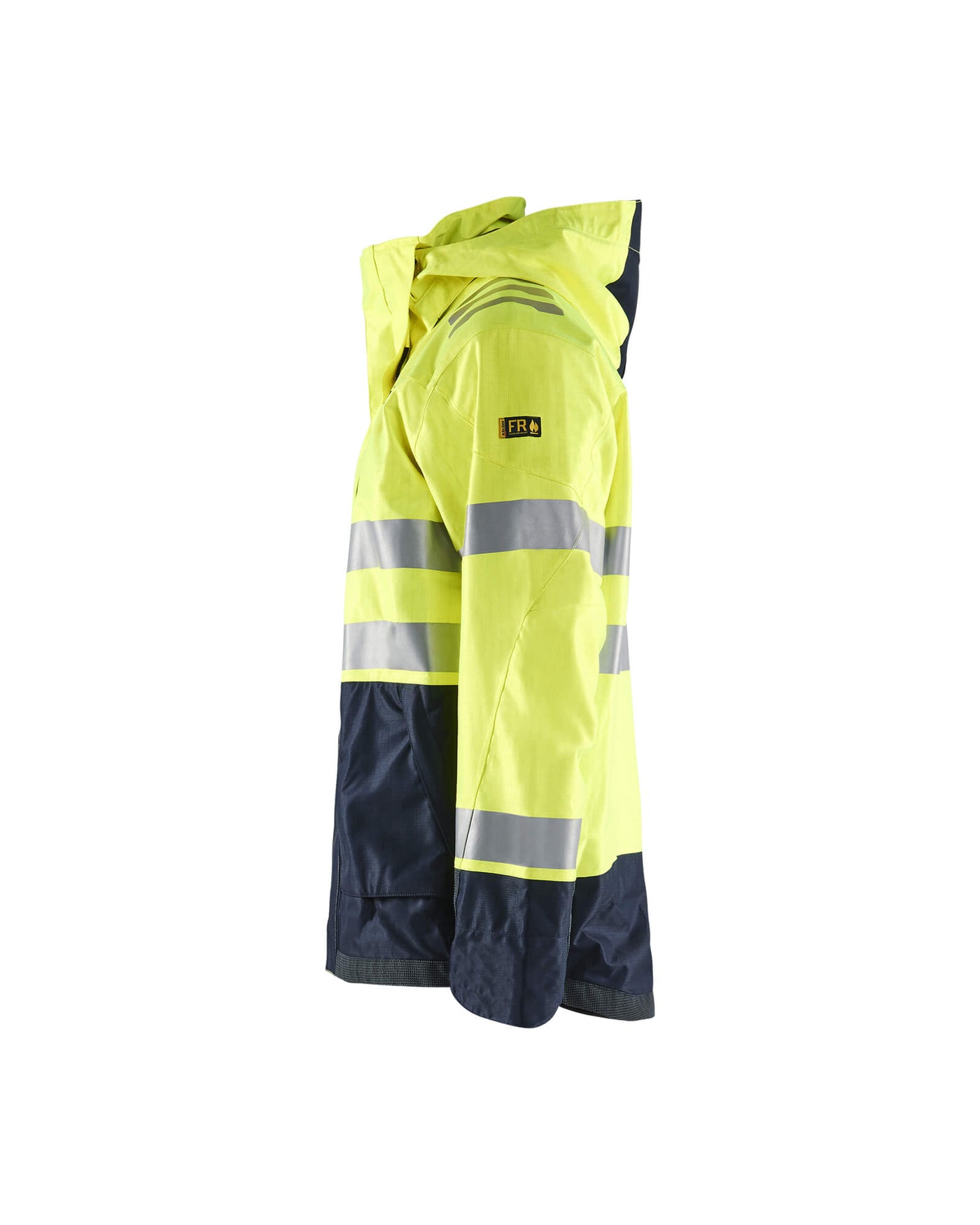 Blaklader 40881532 Hi-Vis Waterproof Shell Jacket Multinorm Yellow/Navy Blue Left #colour_yellow-navy-blue