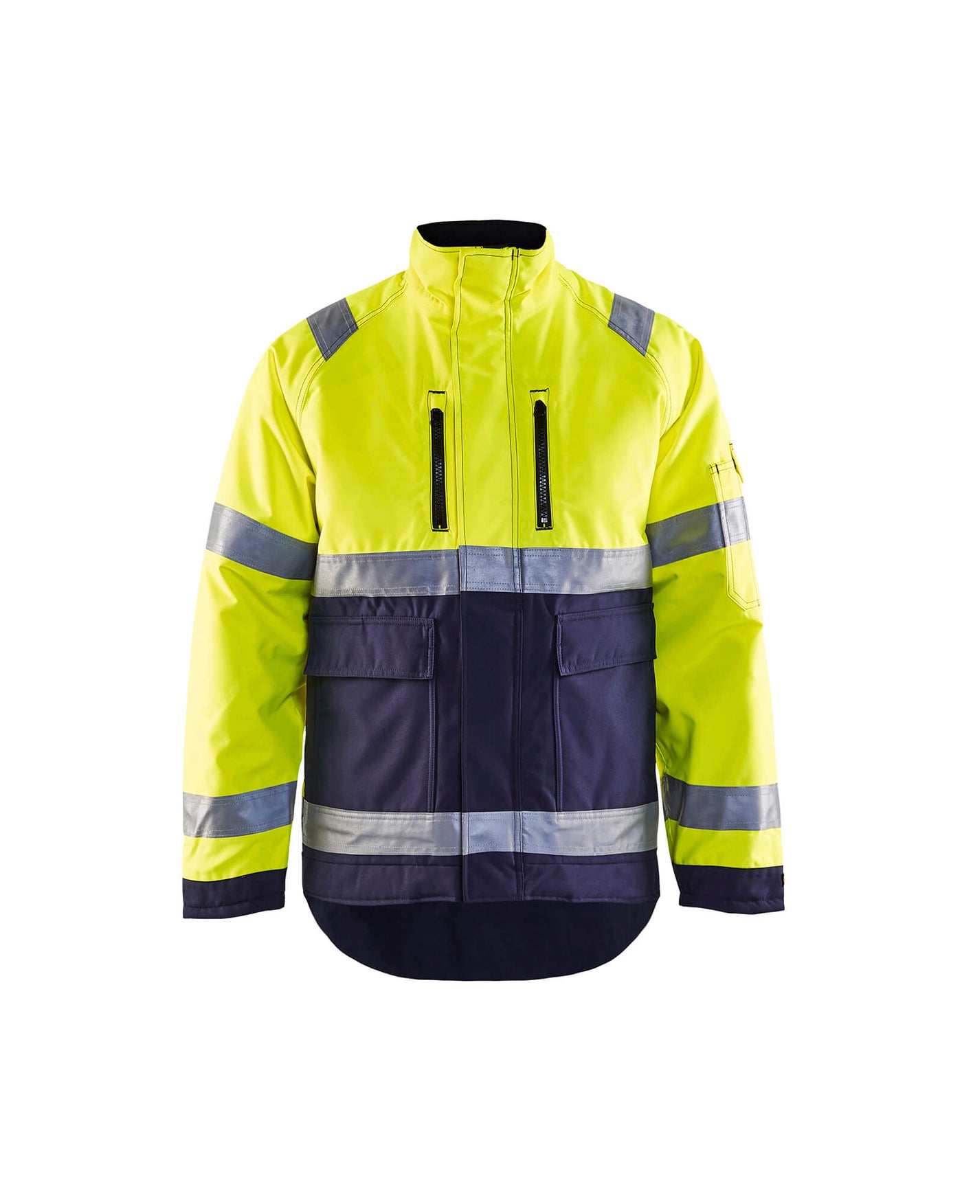 Blaklader 48271977 Hi-Vis Winter Jacket Yellow/Navy Blue Main #colour_yellow-navy-blue