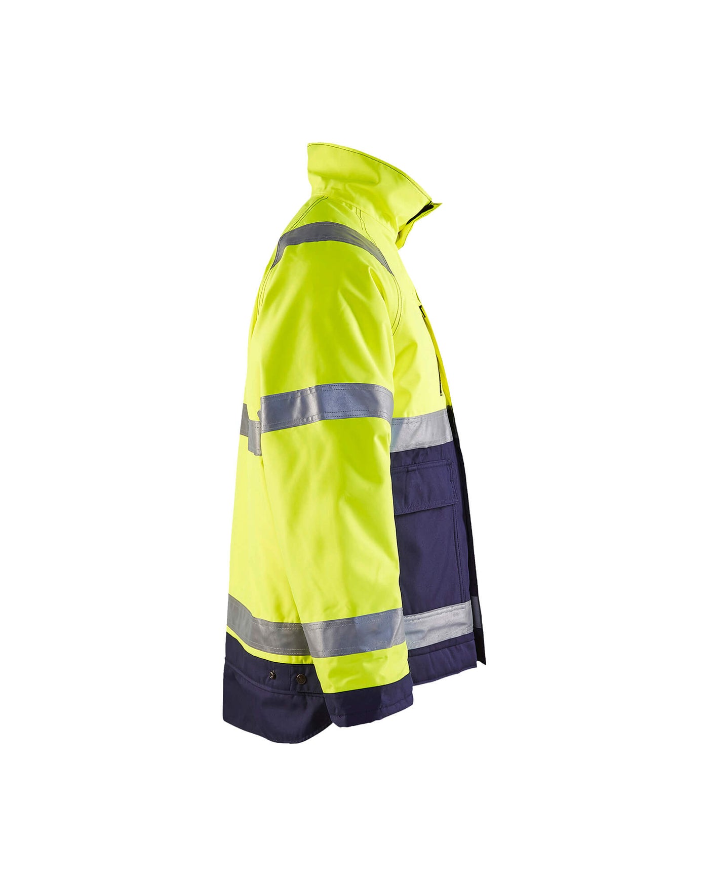 Blaklader 48271977 Hi-Vis Winter Jacket Yellow/Navy Blue Right #colour_yellow-navy-blue