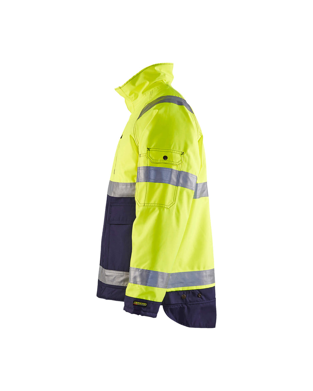 Blaklader 48271977 Hi-Vis Winter Jacket Yellow/Navy Blue Left #colour_yellow-navy-blue