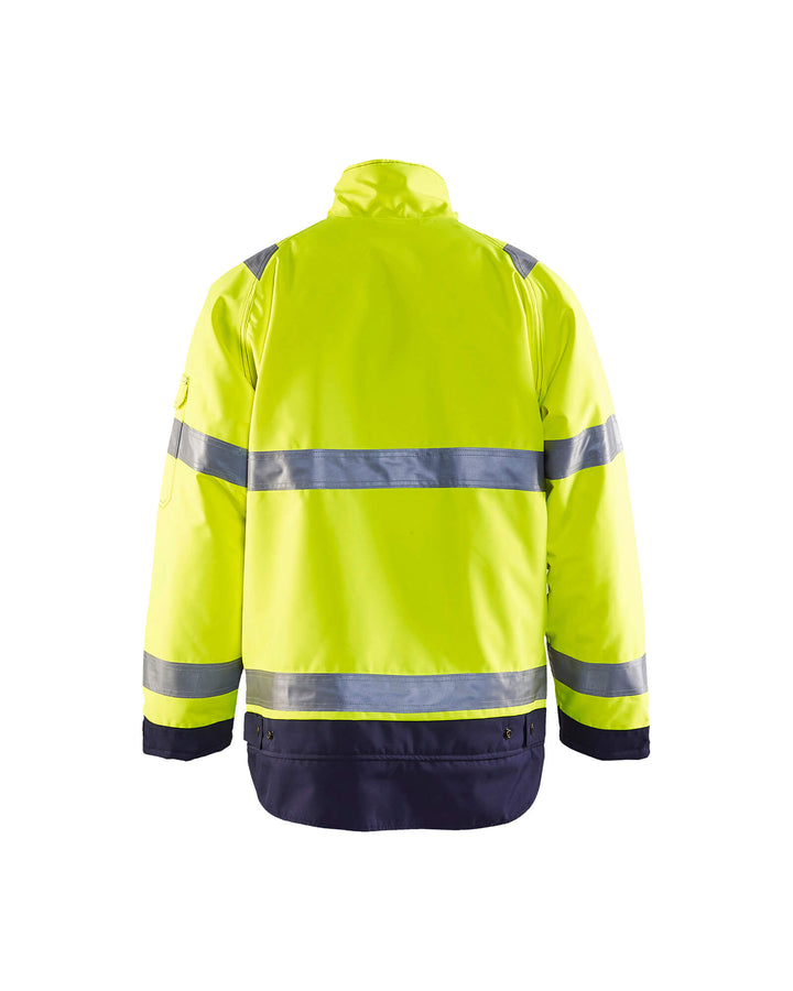 Blaklader 48271977 Hi-Vis Winter Jacket Yellow/Navy Blue Rear #colour_yellow-navy-blue