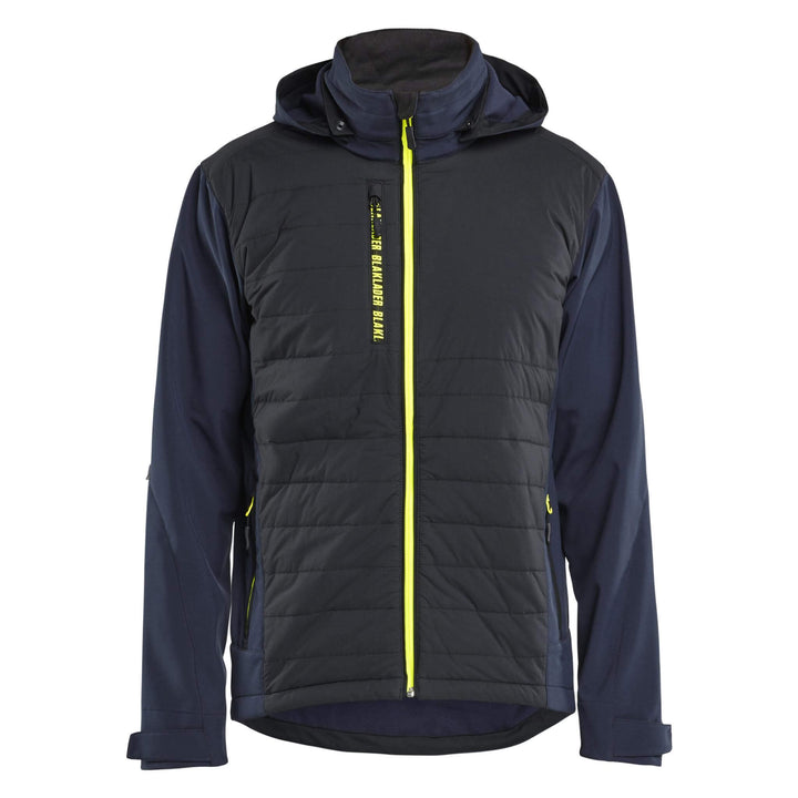 Blaklader 47432513 Hybrid Jacket Dark Navy Blue/Hi-Vis Yellow Main #colour_dark-navy-blue-hi-vis-yellow