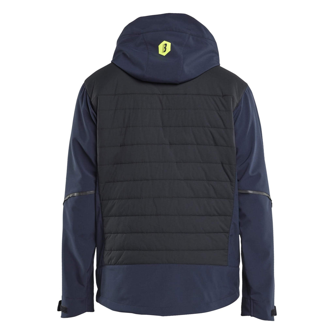 Blaklader 47432513 Hybrid Jacket Dark Navy Blue/Hi-Vis Yellow Rear #colour_dark-navy-blue-hi-vis-yellow
