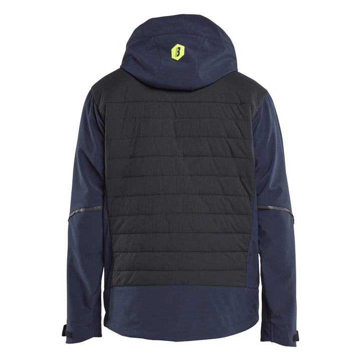Blaklader 47432513 Hybrid Jacket Dark Navy Blue/Hi-Vis Yellow Rear #colour_dark-navy-blue-hi-vis-yellow