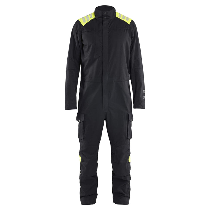 Blaklader 60771512 Inherent Flame Retardant Overall Black/Hi-Vis Yellow Main #colour_black-hi-vis-yellow