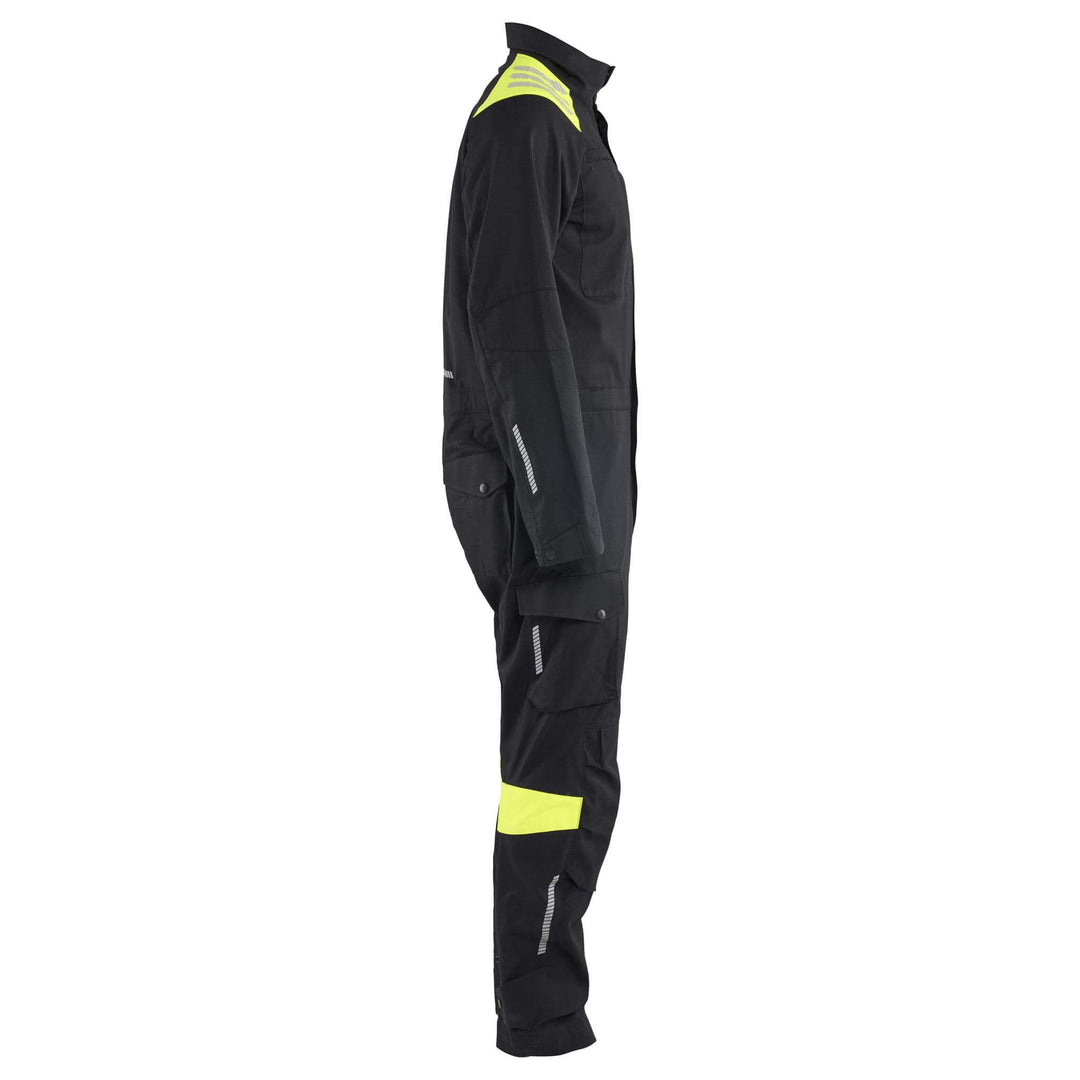 Blaklader 60771512 Inherent Flame Retardant Overall Black/Hi-Vis Yellow Right #colour_black-hi-vis-yellow