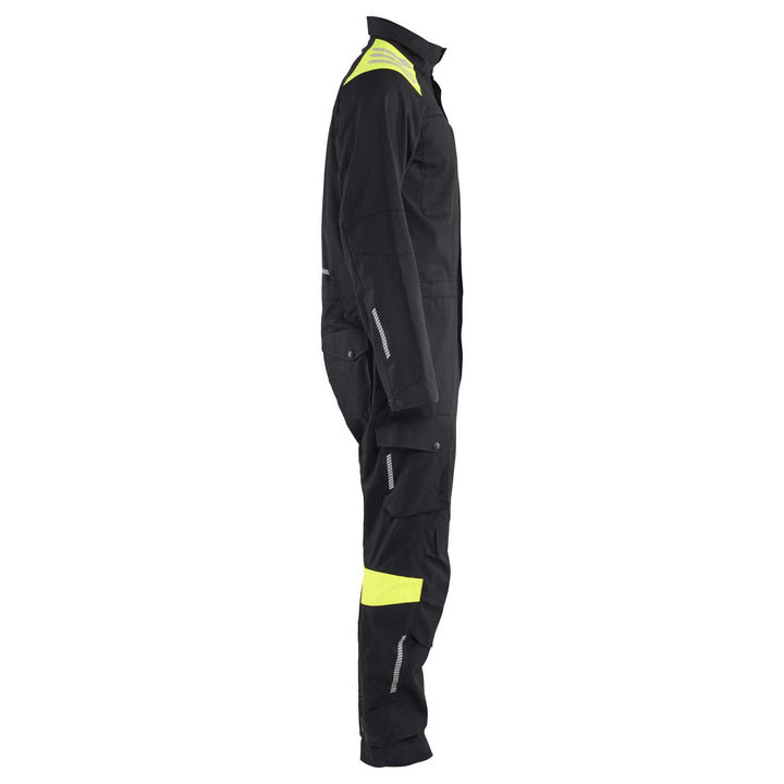 Blaklader 60771512 Inherent Flame Retardant Overall Black/Hi-Vis Yellow Right #colour_black-hi-vis-yellow