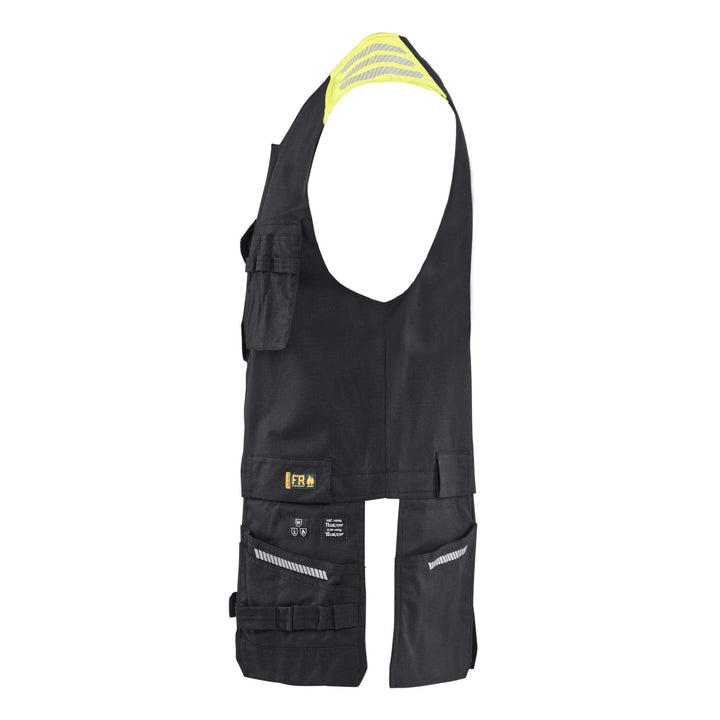 Blaklader 30391512 Inherent Flame Retardant Vest Black/Hi-Vis Yellow Left #colour_black-hi-vis-yellow