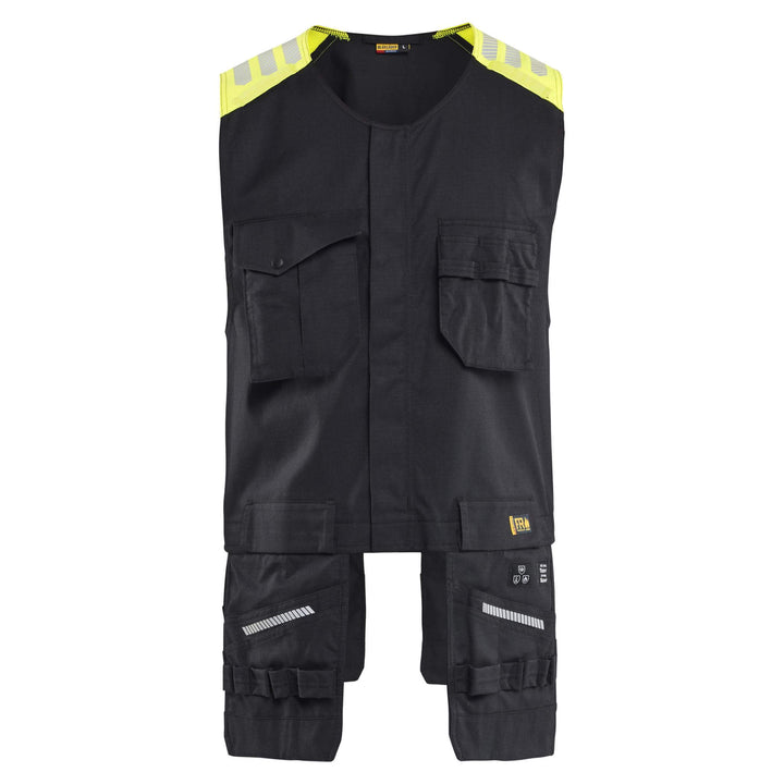 Blaklader 30391512 Inherent Flame Retardant Vest Black/Hi-Vis Yellow Main #colour_black-hi-vis-yellow
