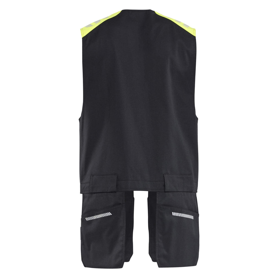 Blaklader 30391512 Inherent Flame Retardant Vest Black/Hi-Vis Yellow Rear #colour_black-hi-vis-yellow