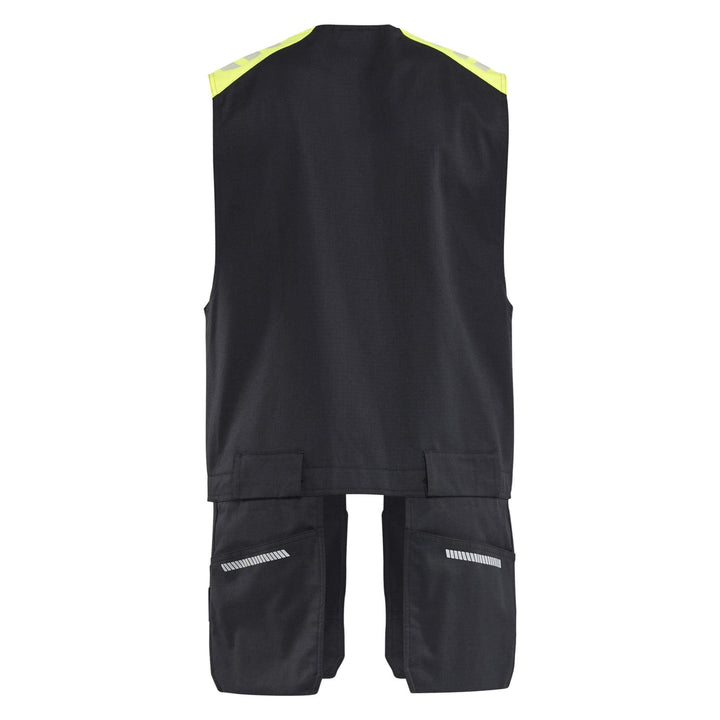 Blaklader 30391512 Inherent Flame Retardant Vest Black/Hi-Vis Yellow Rear #colour_black-hi-vis-yellow