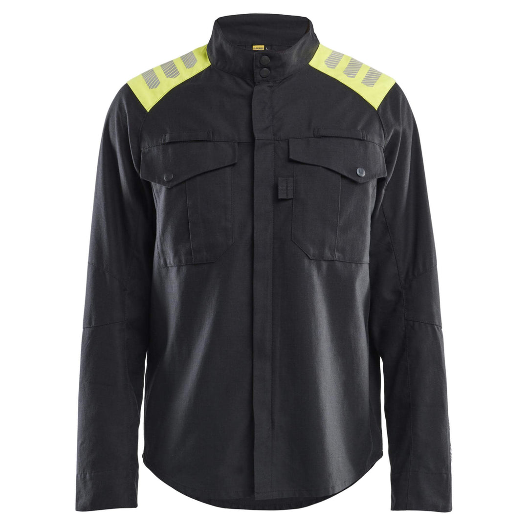 Blaklader 44091512 Inherent FR Overshirt Shacket Black/Hi-Vis Yellow Main #colour_black-hi-vis-yellow