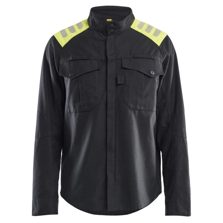 Blaklader 44091512 Inherent FR Overshirt Shacket Black/Hi-Vis Yellow Main #colour_black-hi-vis-yellow