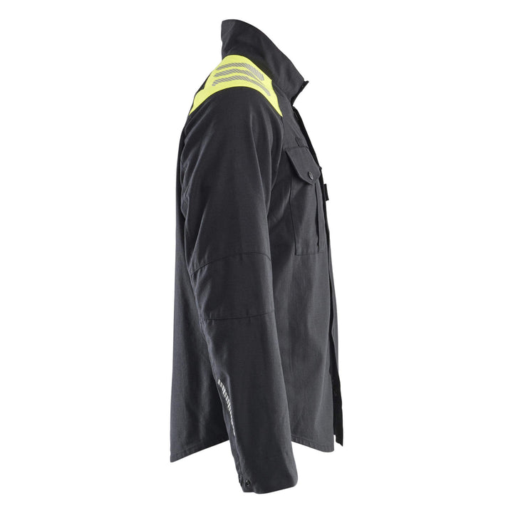 Blaklader 44091512 Inherent FR Overshirt Shacket Black/Hi-Vis Yellow Right #colour_black-hi-vis-yellow