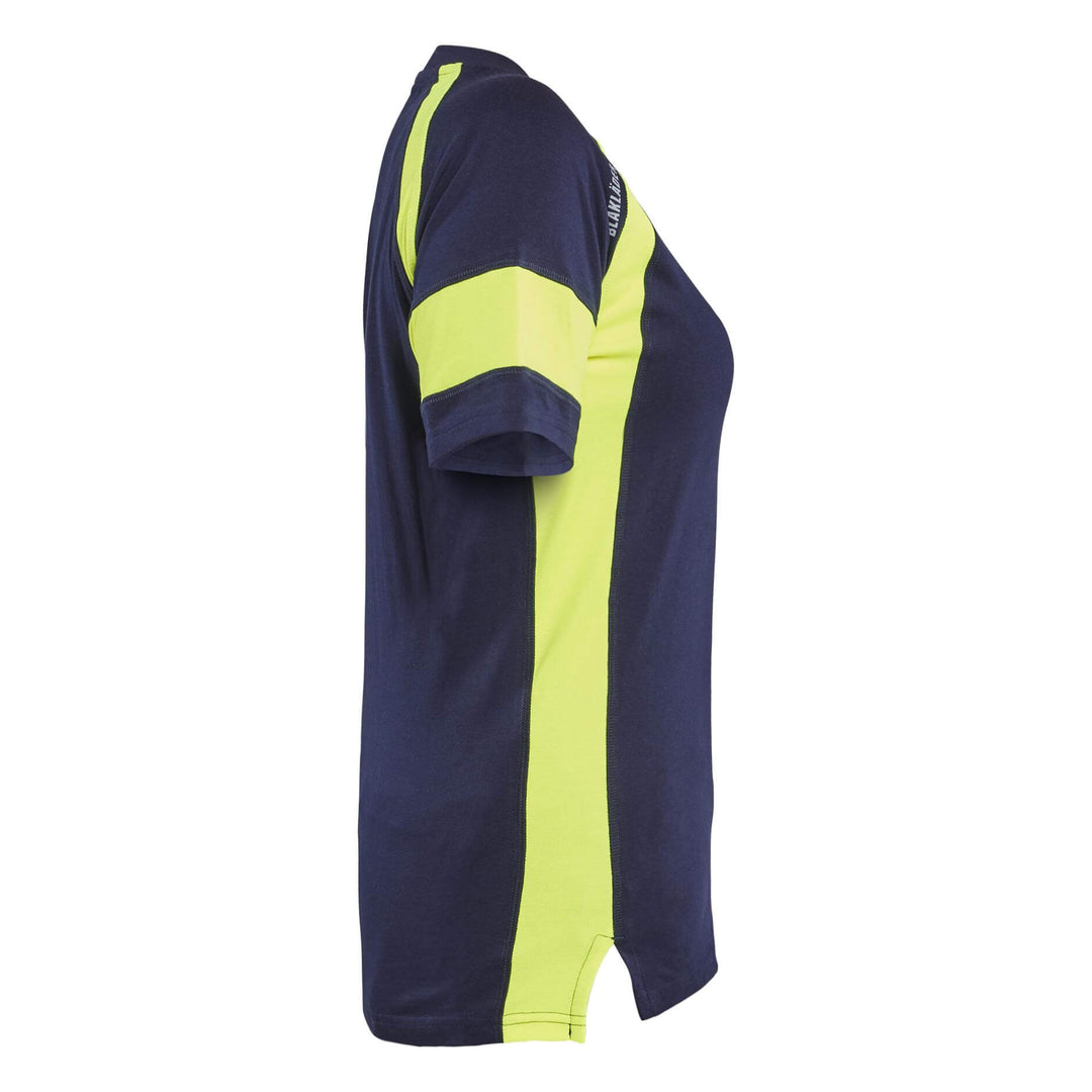 Blaklader 35241030 Ladies Cotton T-Shirt with Hi-Vis sections (non-certified) Navy Blue/Hi-Vis Yellow Right #colour_navy-blue-hi-vis-yellow