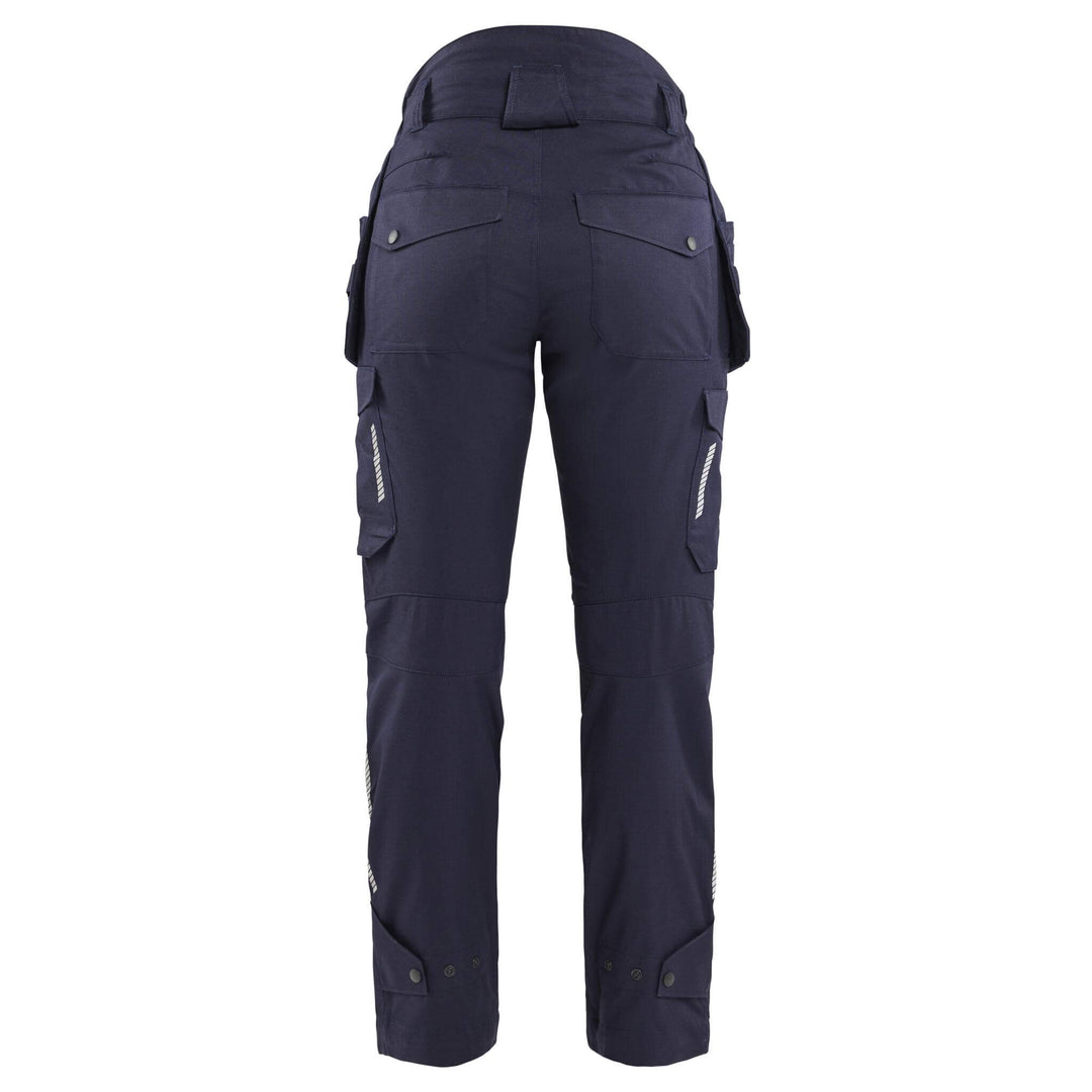 Blaklader 71081512 Ladies Craftsman Flame Retardant Inherent Holster Pocket Trousers Navy Blue Rear #colour_navy-blue
