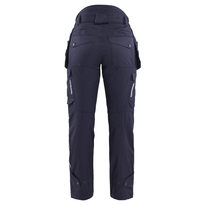 Blaklader 71081512 Ladies Craftsman Flame Retardant Inherent Holster Pocket Trousers Navy Blue Rear #colour_navy-blue