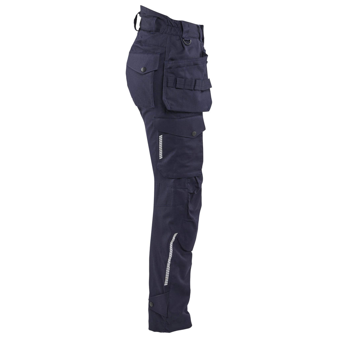 Blaklader 71081512 Ladies Craftsman Flame Retardant Inherent Holster Pocket Trousers Navy Blue Right #colour_navy-blue