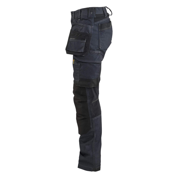 Blaklader 71321141 Ladies Craftsman Stretch Denim Knee Pad Trousers Navy Blue/Black Left #colour_navy-blue-black