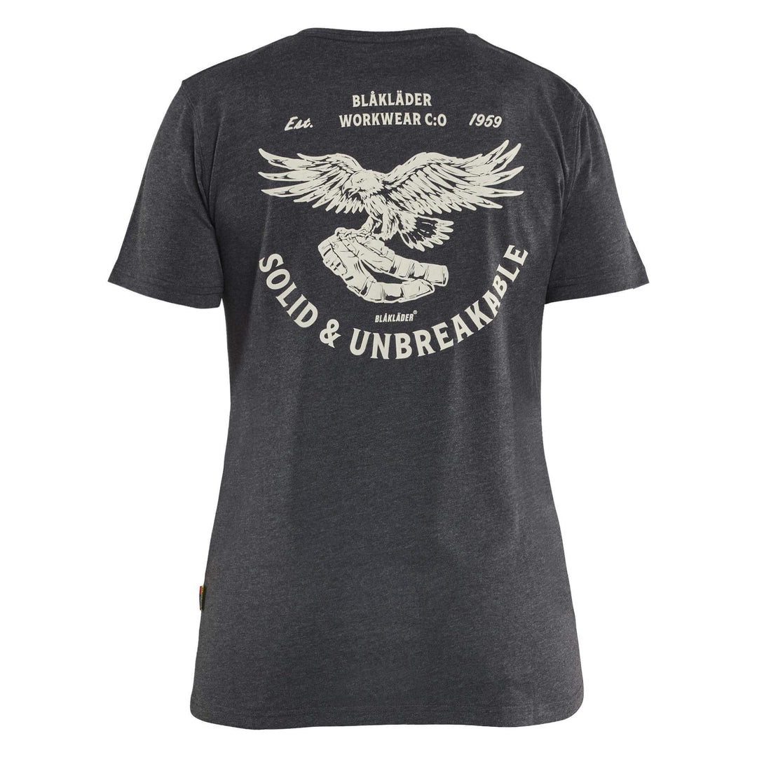 Blaklader 94231053 Ladies Eagle Polycotton T-Shirt Black Melange Rear #colour_black-melange