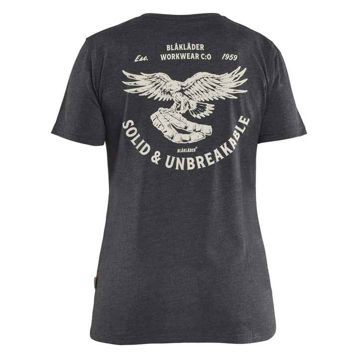 Blaklader 94231053 Ladies Eagle Polycotton T-Shirt Black Melange Rear #colour_black-melange