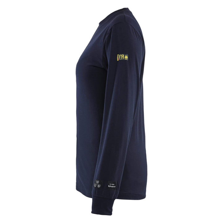 Blaklader 34671737 Ladies Flame-Resistant Long Sleeve T-Shirt Navy Blue Left #colour_navy-blue