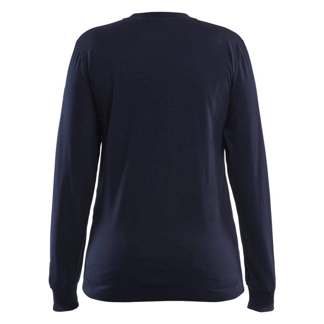 Blaklader 34671737 Ladies Flame-Resistant Long Sleeve T-Shirt Navy Blue Rear #colour_navy-blue