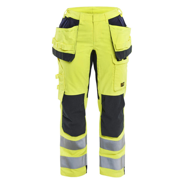 Blaklader 71451512 Ladies Flame Retardant Multinorm Inherent Stretch Trousers Yellow/Navy Blue Main #colour_yellow-navy-blue